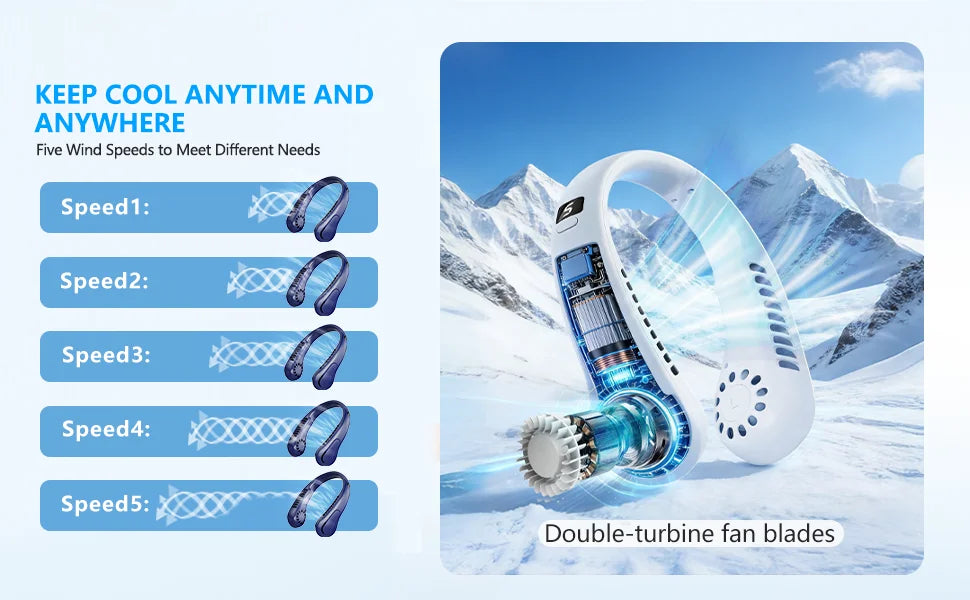 ChillGear Neck Fan — Bladeless & Ultra-Quiet