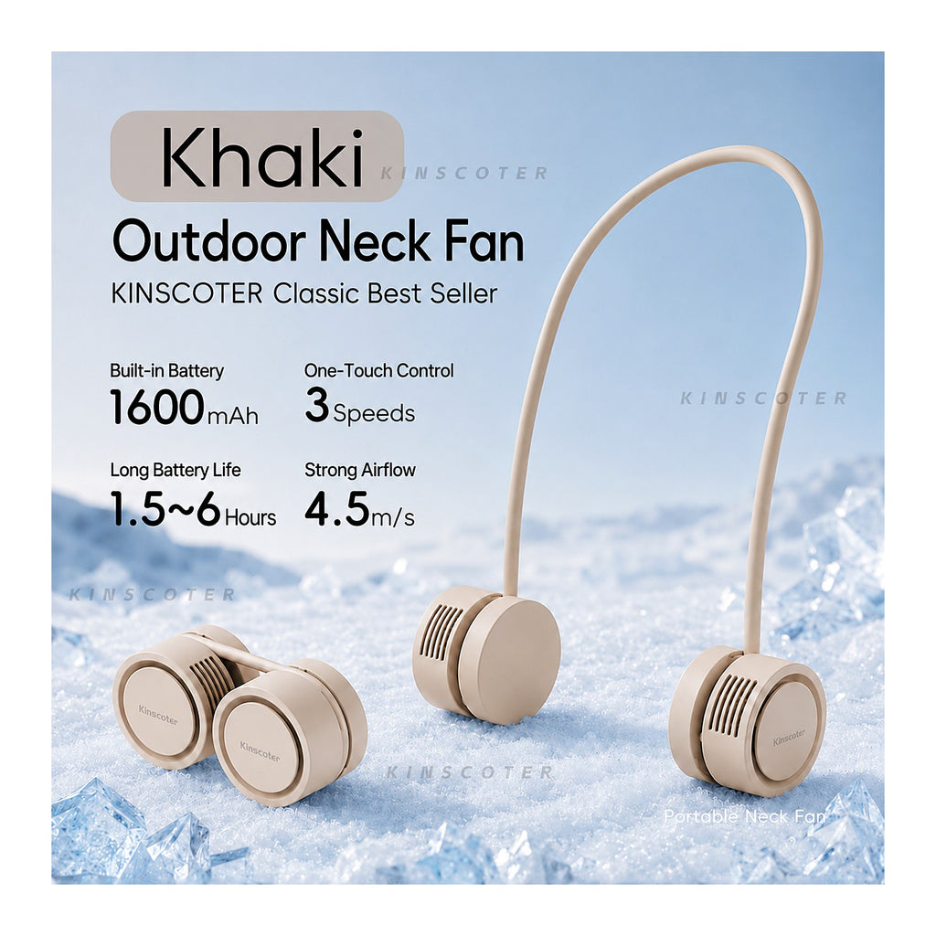ChillGear Neck Fan — Bladeless & Ultra-Quiet in Khaki