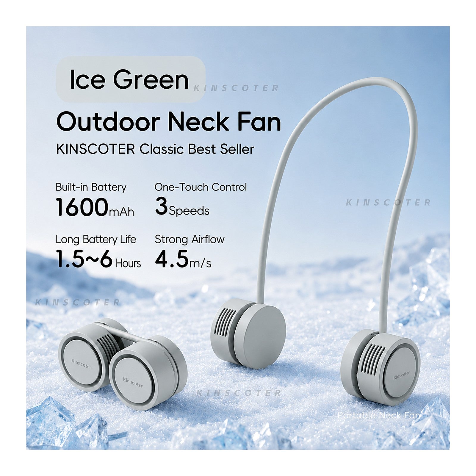 ChillGear Neck Fan — Bladeless & Ultra-Quiet in Mint Green