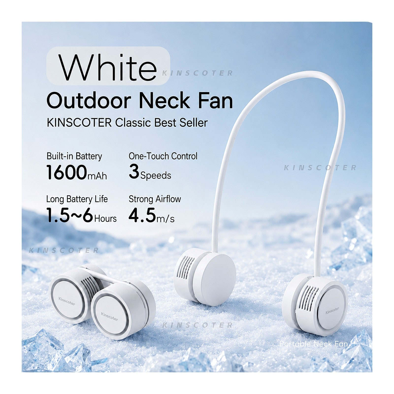 ChillGear Neck Fan — Bladeless & Ultra-Quiet in White