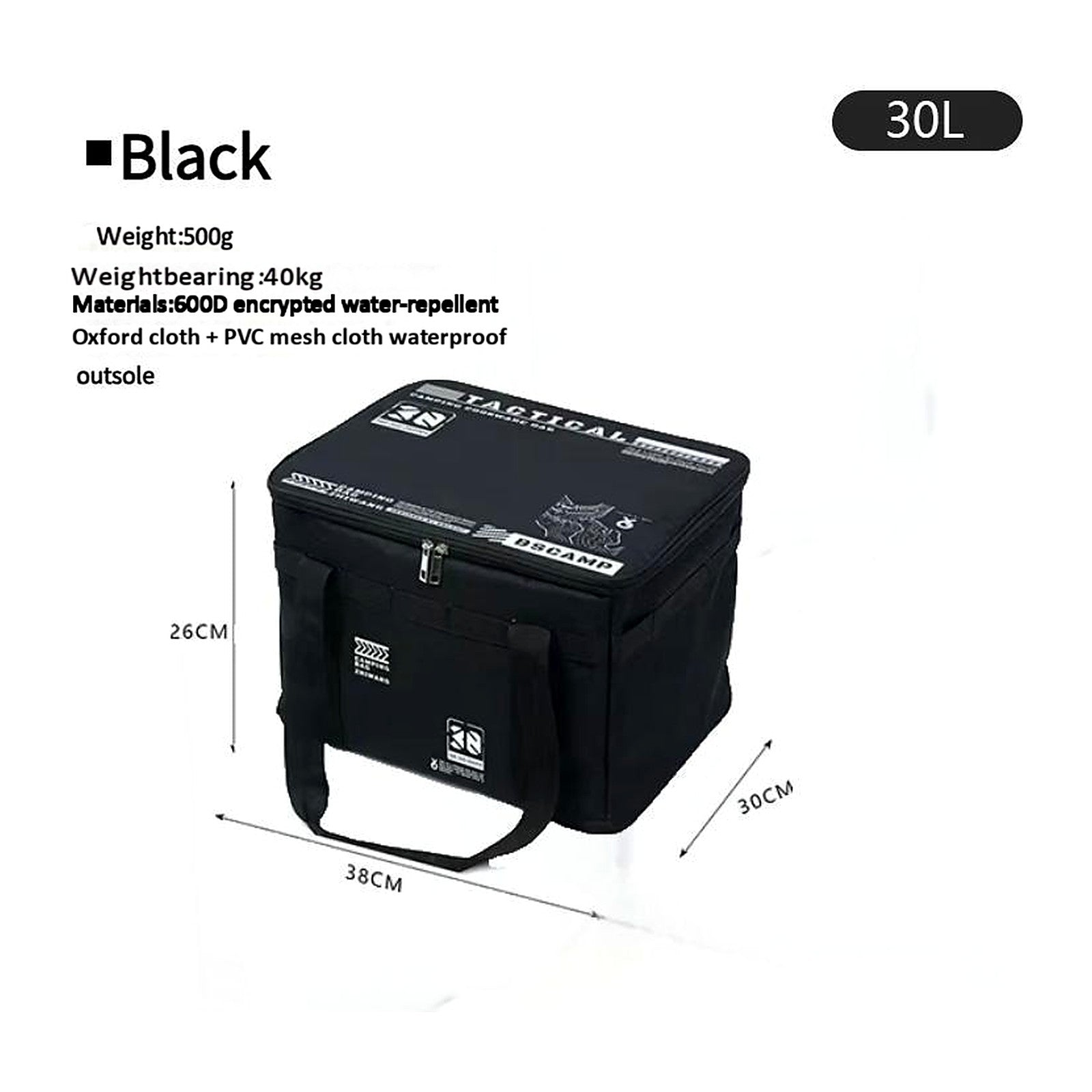 ChillGear Insulated Cooler Bag — 24hr Cold Retention in Black · 30L