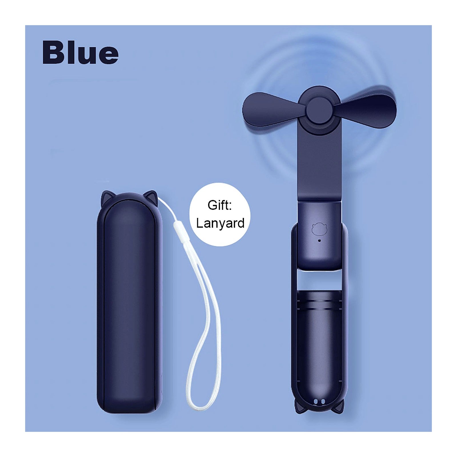 ChillGear Mini Handheld Fan — Folding USB-C Power Bank in Blue