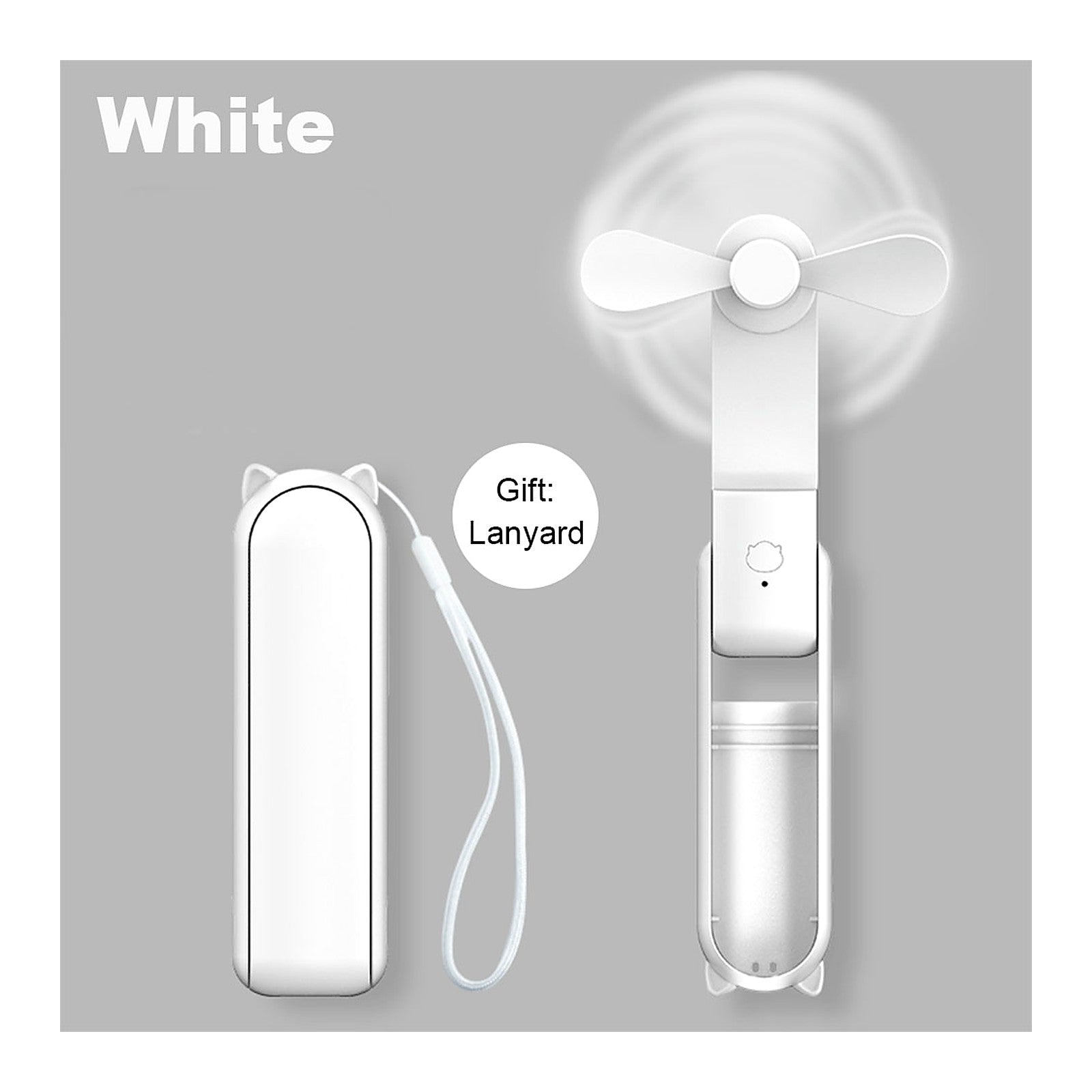 ChillGear Mini Handheld Fan — Folding USB-C Power Bank in White