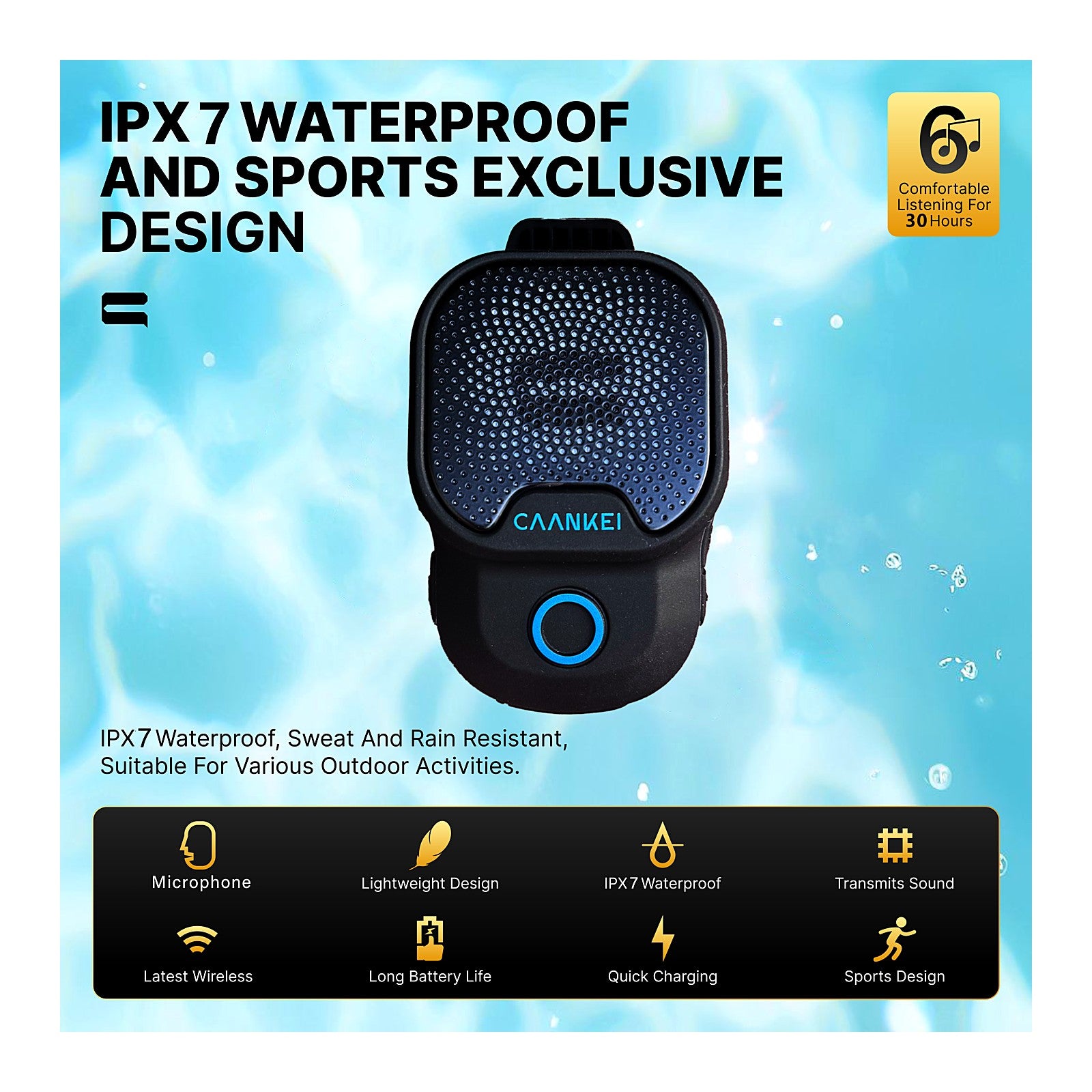 ChillGear Clip-On Speaker — IPX7 Waterproof Wearable — photo 2